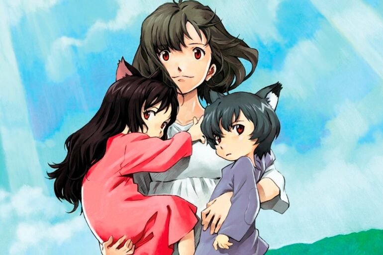 Capa da animação japonesa Crianças Lobo.
