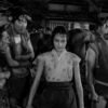 Misa Uehara, Toshiro Mifune, Chiaki Minoru, Kamatari Fujiwara, em cena do filme A Fortaleza Escondida (1958).
